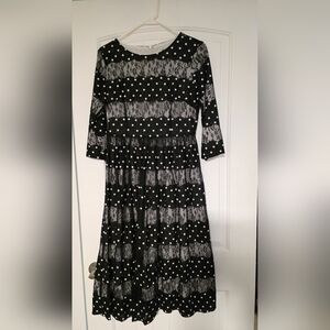 Dainty Jewells Black and White Polka Dot Lace Midi Dress
